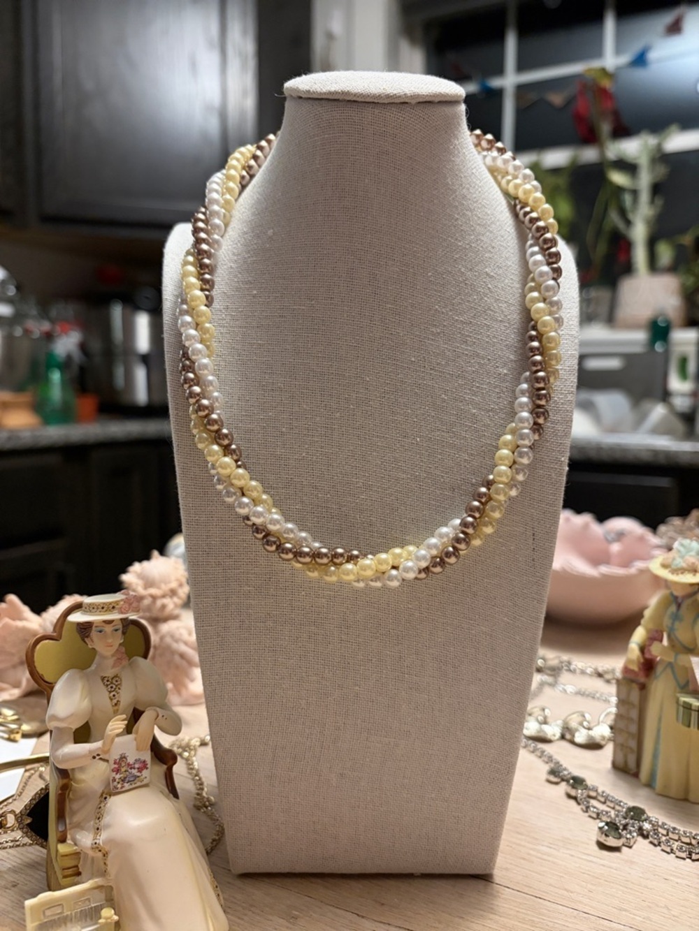 AVON | Exclusive Triple-Strand Pearl Twist Necklace in Cream, White & Champagne
